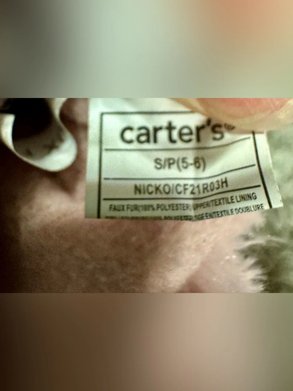 Carter's Pink Plush Claw Slippers for Kids
